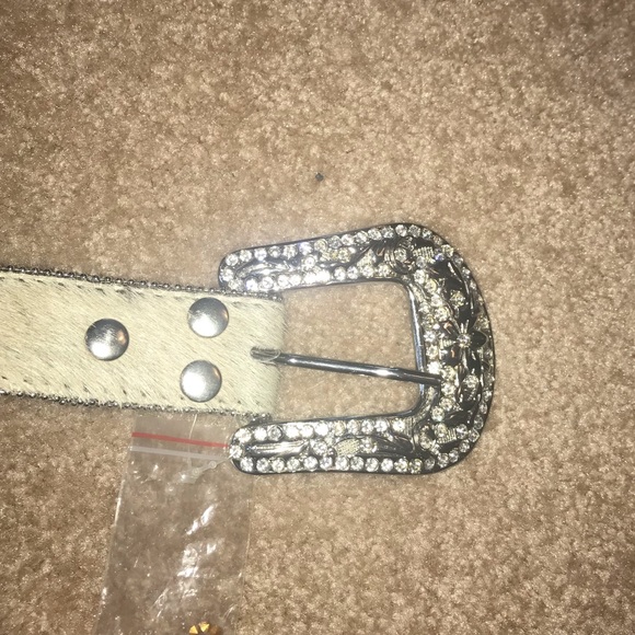 Genuine Leather Cowhide Rhinestone Belt main image 4